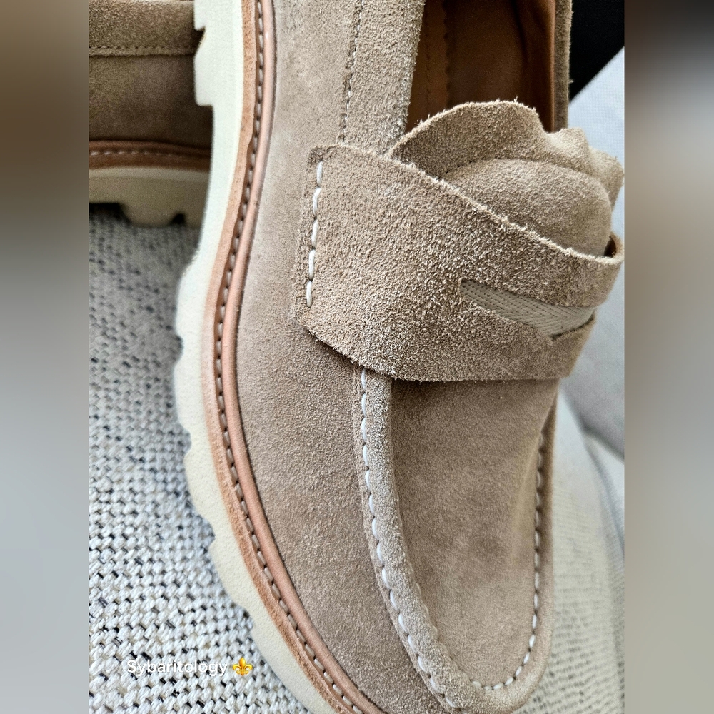 NWB RAG & BONE Men’s Platform Penny Loafers Nougat Suede Size:44 - Picture 11 of 11